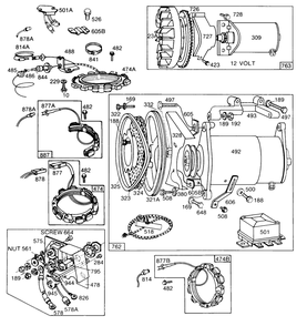 Electric Starters Diagram and Parts List for 190406-2947-XX  Briggs and Stratton Engine